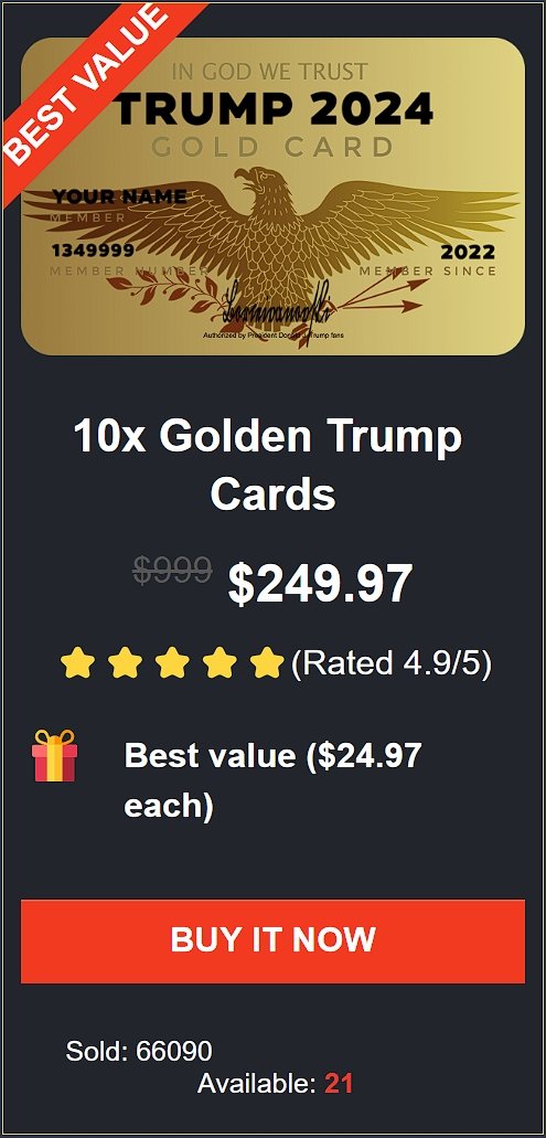 buy 10x trumpgoldcards
